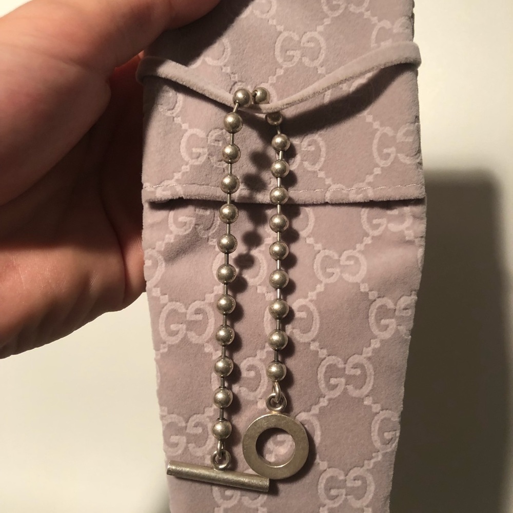 Gucci Sterling Silver Beaded Bracelet